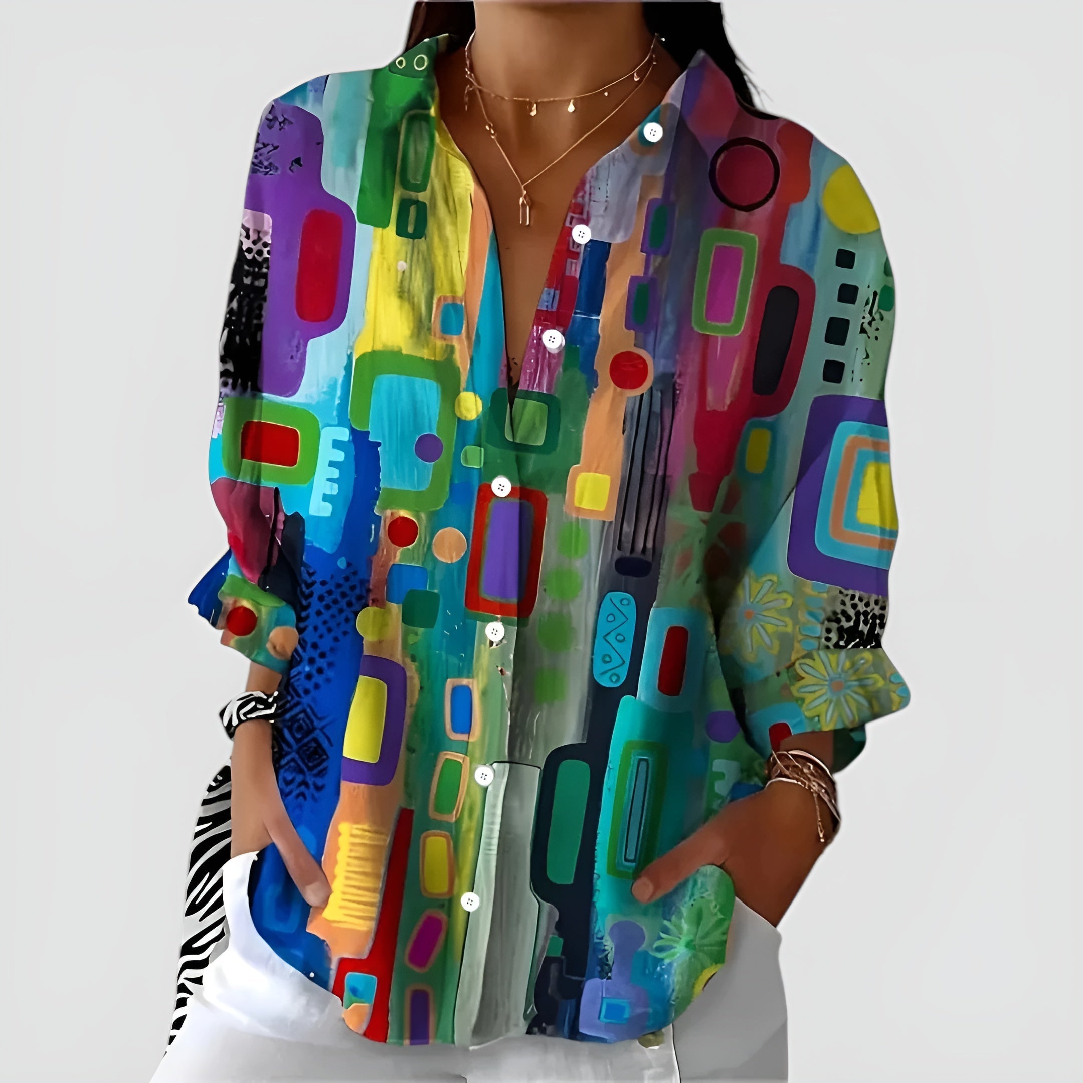 Annika Kunsttrykt Bluse